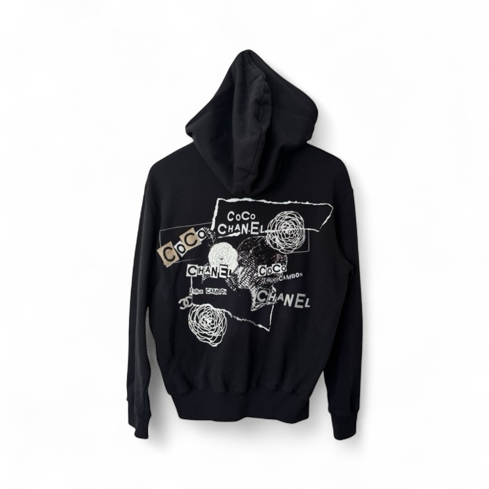 Chanel Graffiti Hoodie, sequins, glitter, patches, black, medium NWT